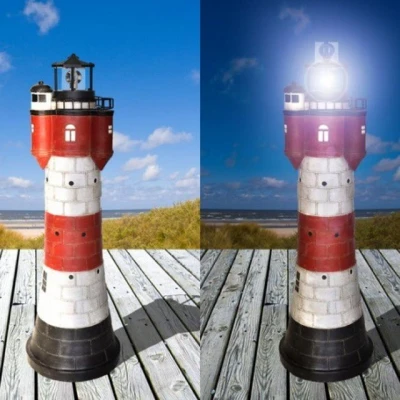 Abbildung von Jürgen Westerholt GmbH Gartenfigur 2325 110 Roter Sand, Solar Leuchtturm Sand XXL mit rotierendem LED Reflektor 108 cm