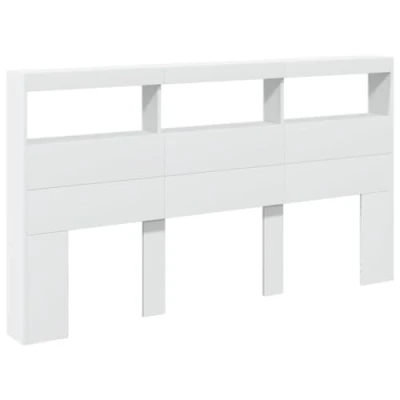 Abbildung von vidaXL LED Kopfteil mit Ablagen, Bettkopfteil offenen Fächern, Betthaupt für Schlafzimmer, Bettzubehör, Weiß 180x17x102cm Holzwerkstoff