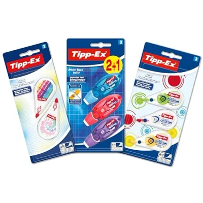 Abbildung von Tipp Ex Korrekturroller Set: 5 Mini Pocket Mouse in verschiedenem Design und 3 Micro Tape Twist, Ideal für Schultüte, Einschulung Schulanfang
