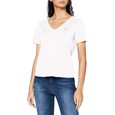 Abbildung von Tommy Jeans SLIM V NECK Tshirt basic, Damen, Größe: XS, White