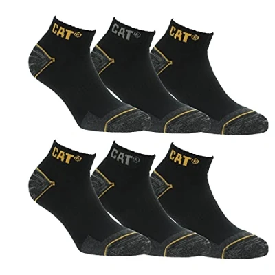 Abbildung von CAT Caterpillar 6 Paare Herren Universal/Arbeit kurze Socken ausgezeichnete qualität von Baumwolle (Schwarz, 47 50)