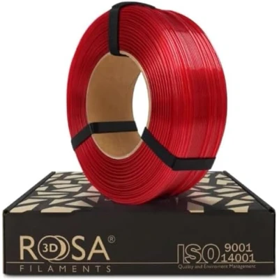 Abbildung von ROSA 3D PET G Standard High Speed Filament 1.75 mm für Drucker Druckmaterialien Leicht Glänzend PETG Printing Materials Transparent Dunkelrot Refill 1 kg