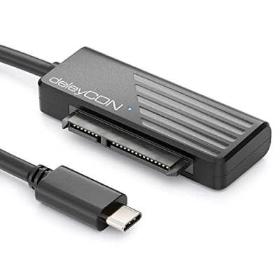 Abbildung von deleyCON USB 3.0 SATA Adapter Kabel C zu 2,5&quot; Zoll Festplatten Laufwerke HDDs SSDs 5 GBit/s UASP I II III Plug&amp;Play