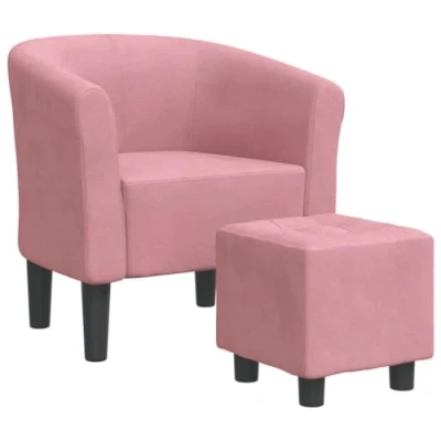 Abbildung von vidaXL Clubsessel, Sessel mit gepolstertem Sitz Armlehnen, Cocktailsessel Fußhocker, Loungesessel Relaxsessel Polstersessel, Rosa Samt