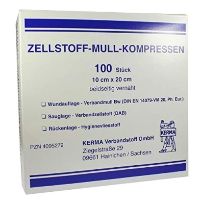 Abbildung von Zellstoff Mullkompressen 10x20 cm unster 100 St