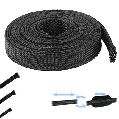 Abbildung von 1M KABELSCHLAUCH GEWEBESCHLAUCH GEFLECHTSCHLAUCH KABELSCHUTZ POLYESTER PET ISOLIER MOPED MOTORRAD AUTO MOFA (8mm &gt; 15mm)