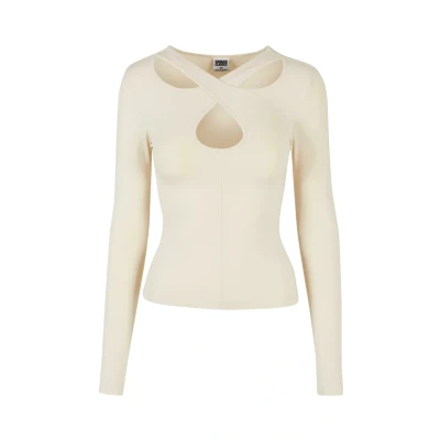 Abbildung von Urban Classics Crossed CUT OUT Longsleeve Langarmshirt, Damen, Größe: 4XL, Whitesand