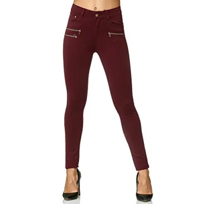 Abbildung von Elara Damen Stretch Hose Skinny Fit Jegging Chunkyrayan H86 5 Wine 46 (3XL)