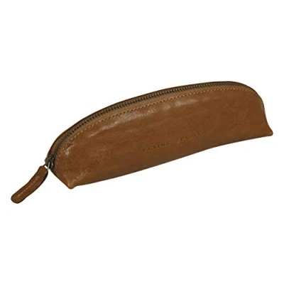 Abbildung von Clairefontaine 106512C Schlampermäppchen (Flying Spirit aus Leder, trapezförmig, 18 x 4,5 5,5cm) 1 Stück Cognac