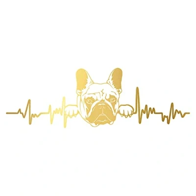 Abbildung von Finest Folia Aufkleber Herzschlag Tiere Breite 27cm Lifeline Heartbeat Deko Sticker Selbstklebend für Auto Kühlschrank Laptop Autoaufkleber K150 (Gold, 10 Französische Bulldogge)