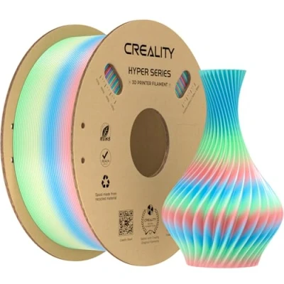 Abbildung von Creality Rainbow PLA für 3D Drucker, Drucker Filament hohe Geschwindigkeiten von 300 mm/s, Regenbogen mit kurzem Farbverlauf
