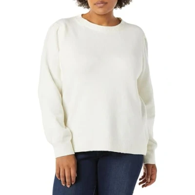 Abbildung von Amazon Essentials Damen Soft Touch Pullover mit plissierter Schulter und Rundhalsausschnitt, Elfenbein, XL