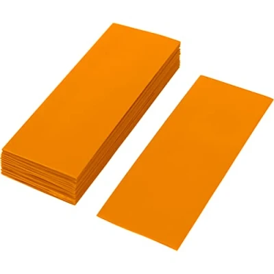 Abbildung von ISOLATECH 100 Stk PVC Schrumpfschlauch geschnittene 72mm Stücke orange ohne Kleber Flachmaß 30mm (Ø19,1mm) Schrumpfverhältnis 2:1 zum Isolieren von 18650 Akku Batterien unbeschriftet (Ø19,1mm 72mm)