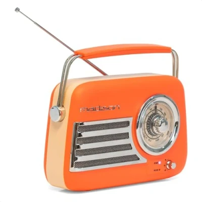 Abbildung von Madison FREESOUND VR40OR MAT 30W Vintage Radio mit langem Akku Bluetooth, USB &amp; FM Orange matt Vintage, Nostalgie, Retro