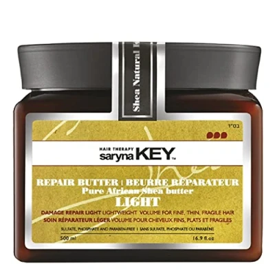 Abbildung von SARYNA KEY Light Treatment Butter Mask Sheabutter Haarkur für trockenes, feines &amp; geschädigtes Haar Mit Keratin Vitaminen A, E, F 500ml / 16.9oz