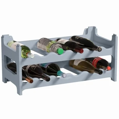 Abbildung von ARTECSIS Weinregal stapelbar Kunststoff für 12 Flaschen, stabiles Flaschenregal in Gastronomie Qualität, modular erweiterbar, Betongrau