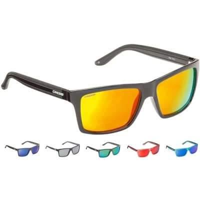 Abbildung von Cressi Unisex, Premium Sport Sonnenbrille Polarisierte Linse 100 Prozent UV Schutz, Brillengestell Schwarz Matt Orangefarbene Linsen, Einheitsgröße
