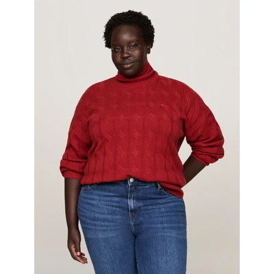 Abbildung von Tommy Hilfiger Curve Cable Sweater Strickpullover, Damen, Größe: 46, Dark magma