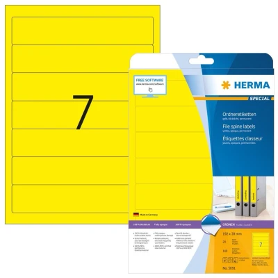 Abbildung von HERMA Ordneretiketten 38,0 x 192,0 mm gelb