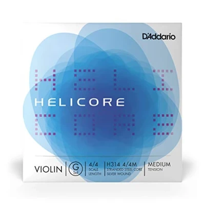 Abbildung von D&#039;Addario Helicore Geigensaiten Violine Saiten Geige 4/4 H314 4/4M Violinen Einzelsaite &#039;G&#039; Silber umsponnen Medium