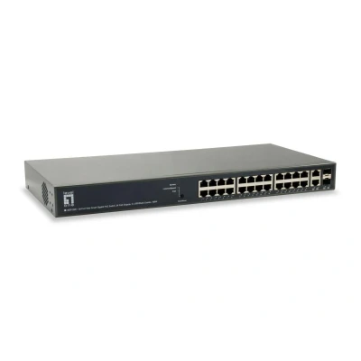 Abbildung von LevelOne Switch 26 Gigabit Ethernet Ports mit 24 PoE 185W, 2 SFP (GEP 2651)
