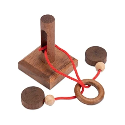 Abbildung von Logoplay Holzspiele Spiel, Der gefangene Ring Schnurpuzzle Knobelspiel aus Holz Holzspielzeug