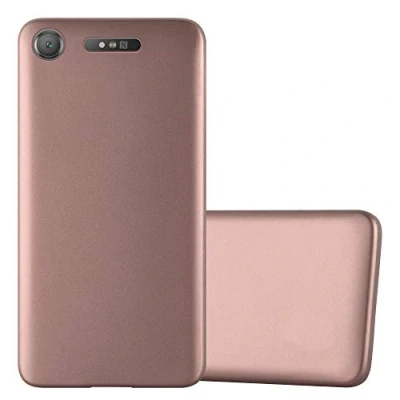 Abbildung von Cadorabo Hülle kompatibel mit Sony Xperia XZ1 Schutzhülle TPU Silikon Case Metallic Design Slim Kratzfest Weiche Gummi Rundumschutz für in Rosa