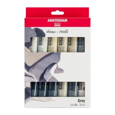 Abbildung von Talens Acrylfarbe Acrylfarben Set Grau, 12 Stück, 20 ml