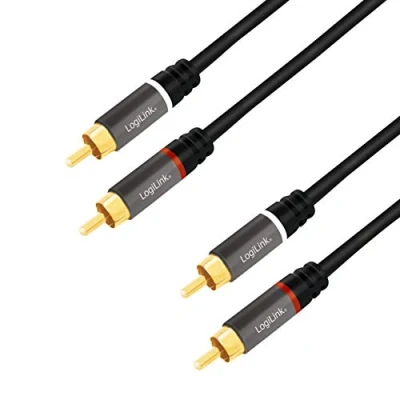 Abbildung von LogiLink CA1209 Stereo Cinch (RCA) Audio Kabel, 2x2 Stecker mit vergoldeten Kontakten für einen hochwertigen Sound, 10m