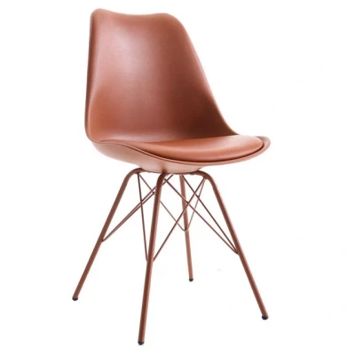 Abbildung von riess ambiente Polsterstuhl SCANDINAVIA MEISTERSTÜCK kupferbraun (1 St), Esszimmer · Kunstleder Metall Retro