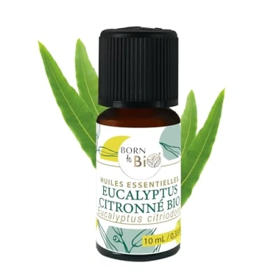 Abbildung von BORN TO Bio Ätherisches Zitroneneukalyptus Öl 100% naturrein Entzündungshemmende und beruhigende Eigenschaften EcoCert zertifiziert 10ml