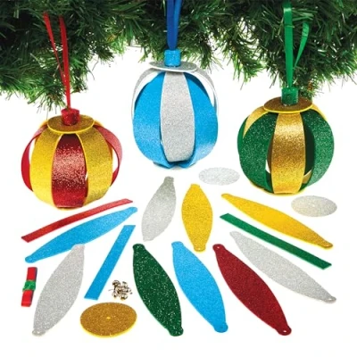 Abbildung von Baker Ross FX700 Weihnachtskugel Glitzerdekorationssätze Packung mit 6, Weihnachtsdekorationen und Bastelarbeiten für Kinder