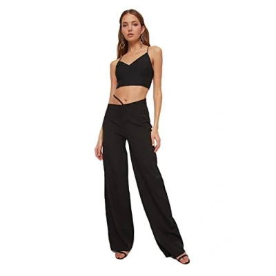 Abbildung von TRENDYOL Damen Bie Detailed Trousers Pants, Schwarz, 38 EU