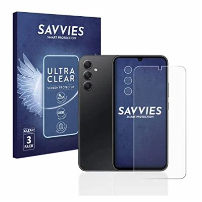 Abbildung von Savvies 6 Stück Schutzfolie für Samsung Galaxy A34 5G (Display+Kamera) Displayschutz Folie Ultra Transparent