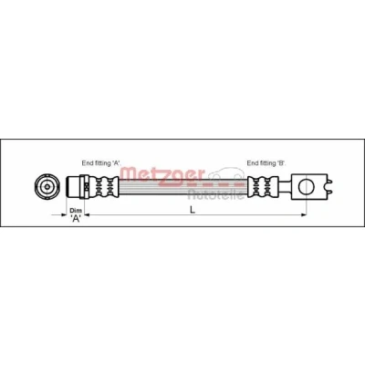 Abbildung von METZGER 4116225 Bremsschläuche 315 VOLKSWAGEN: Passat B5 GP Variant, Limousine, AUDI: A6 C5 Avant, Limousine