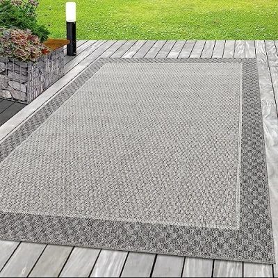 Abbildung von Outdoorteppich Bordüre Design, SIMPEX24, Läufer, Höhe: 7 mm, Outdoor Teppich Design Wetterfest für Terrasse Balkon Küche