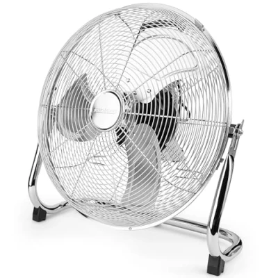 Abbildung von ProfiCare® Windmaschine mit 40 cm Ø Ventilator verstellbarer Winkel Bodenventilator 3 Stufen leise aus Metall Luftkühler Standlüfter Raumkühler PC VL 3065 WM chrom