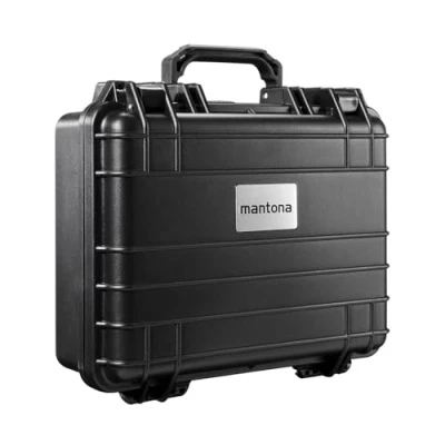 Abbildung von Mantona Outdoor Fotokoffer M wasserdichter Kamerakoffer 11L, staubdicht &amp; stoßfest, großer Schutzkoffer inkl. 4x Schaumstoffeinlagen, ideal für Gopro, Kamera Objektive Zubehör (33x28x12Cm)