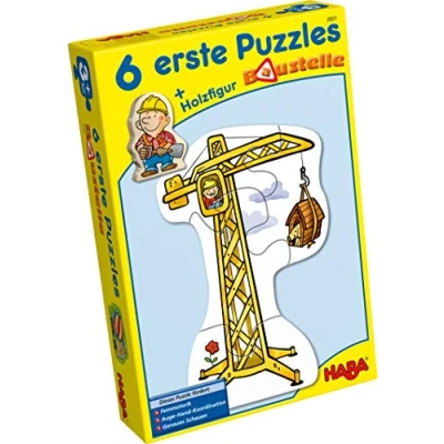 Abbildung von HABA 6 erste Puzzles Baustelle Motive mit vielen Puzzleteilen Große Teile für kleine Hände Geschenk Kinder ab 2 Jahren 1307184001