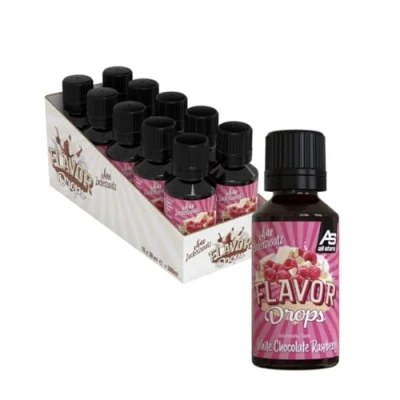 Abbildung von ALL STARS Flavor Drops (White Chocolate Raspberry, 10 x 30 ml) 10er Pack Aromatropfen ohne Zuckerzusatz &amp; Kalorien Süße Geschmack für Lebensmittel Vegan Made in Germany