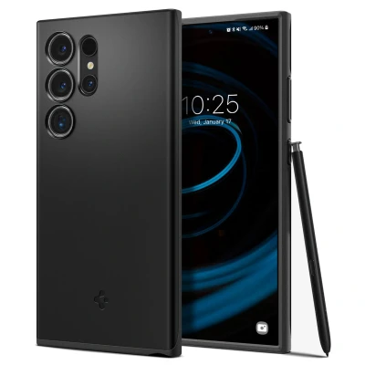 Abbildung von Samsung Galaxy S24 Ultra Hülle Kunststoff Spigen Hard Case/Backcover Handyhülle Schwarz