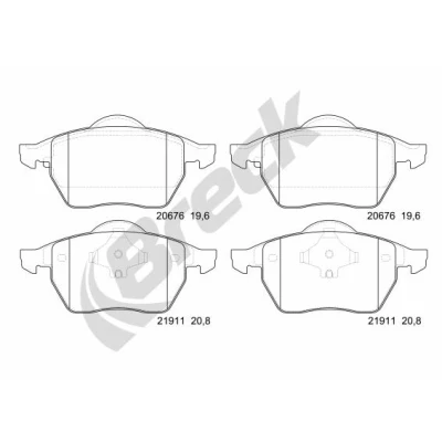Abbildung von BRECK 21911 00 701 10 Bremsbelagsatz für Verschleißwarnanzeiger vorbereitet VOLKSWAGEN: GOLF 3, Passat B3/B4 Variant, 3 Variant