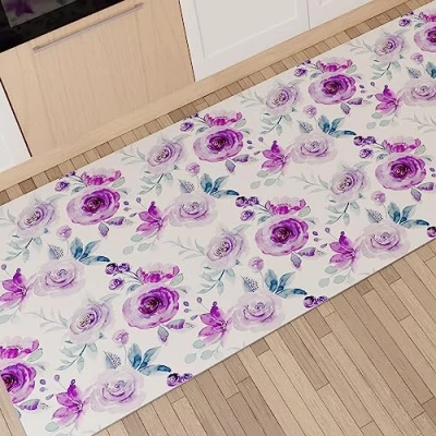 Abbildung von PETTI Artigiani Italiani Teppich für Küche, rutschfest und waschbar, 52 x 280 cm, florales Design 02, 100% Made in Italy