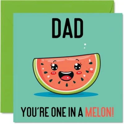 Abbildung von Stuff4 Geburtstagskarten für Papa One In A Melon Lustige Geburtstagskarte von Sohn, Tochter, Vatertagskarte Vater, 145 mm x mm, Witz Grußkarten Männer und Ihn