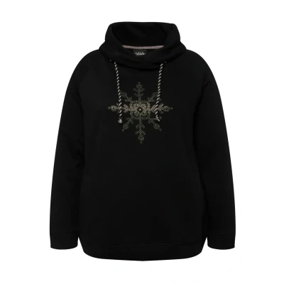 Abbildung von Ulla Popken LONG Sleeve Snowflake Sweatshirt, Damen, Größe: 42/44, Black