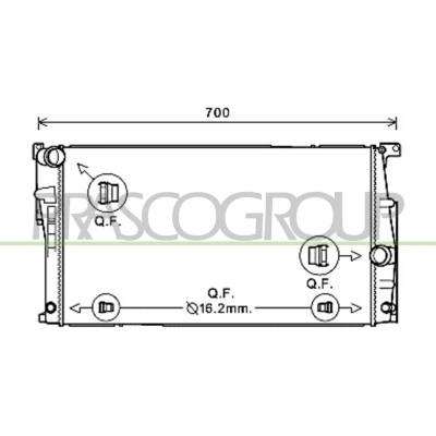 Abbildung von PRASCO BM028R002 Kühler, Motorkühlung Aluminium 600 338 32 mit Schnellkupplungen Kühlrippen gelötet BMW: 3 Touring, 1 Schrägheck, 4 Coupe
