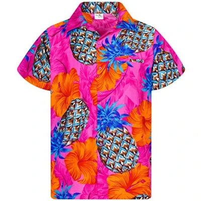 Abbildung von King Kameha Funky Hawaiihemd, Kurzarm, Pineapple Hibiscus, Schwarz Gelb, 3XL