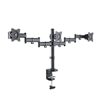 Abbildung von conecto,Monitor Halterung für DREI Bildschirme bis 27 Zoll,neigbar (+/ 45),schwenkbar 180),drehbar (360),höhenverstellbar,VESA 100,Traglast: 8,0 Kg,schwarz,SA CC50285 V2,für 3 Monitore