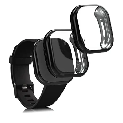 Abbildung von kwmobile 2X Schutzhülle kompatibel mit Fitbit Versa 3 / Sense Hülle Fullbody Cover Set aus Silikon Schwarz