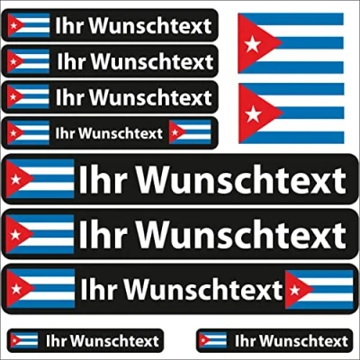 Abbildung von INDIGOS UG® 13 Flaggenaufkleber Land Kuba Fahne glatt Aufkleber mit Namen &amp; Wunschtext individuell personalisiert Fahrrad Auto Motorrad